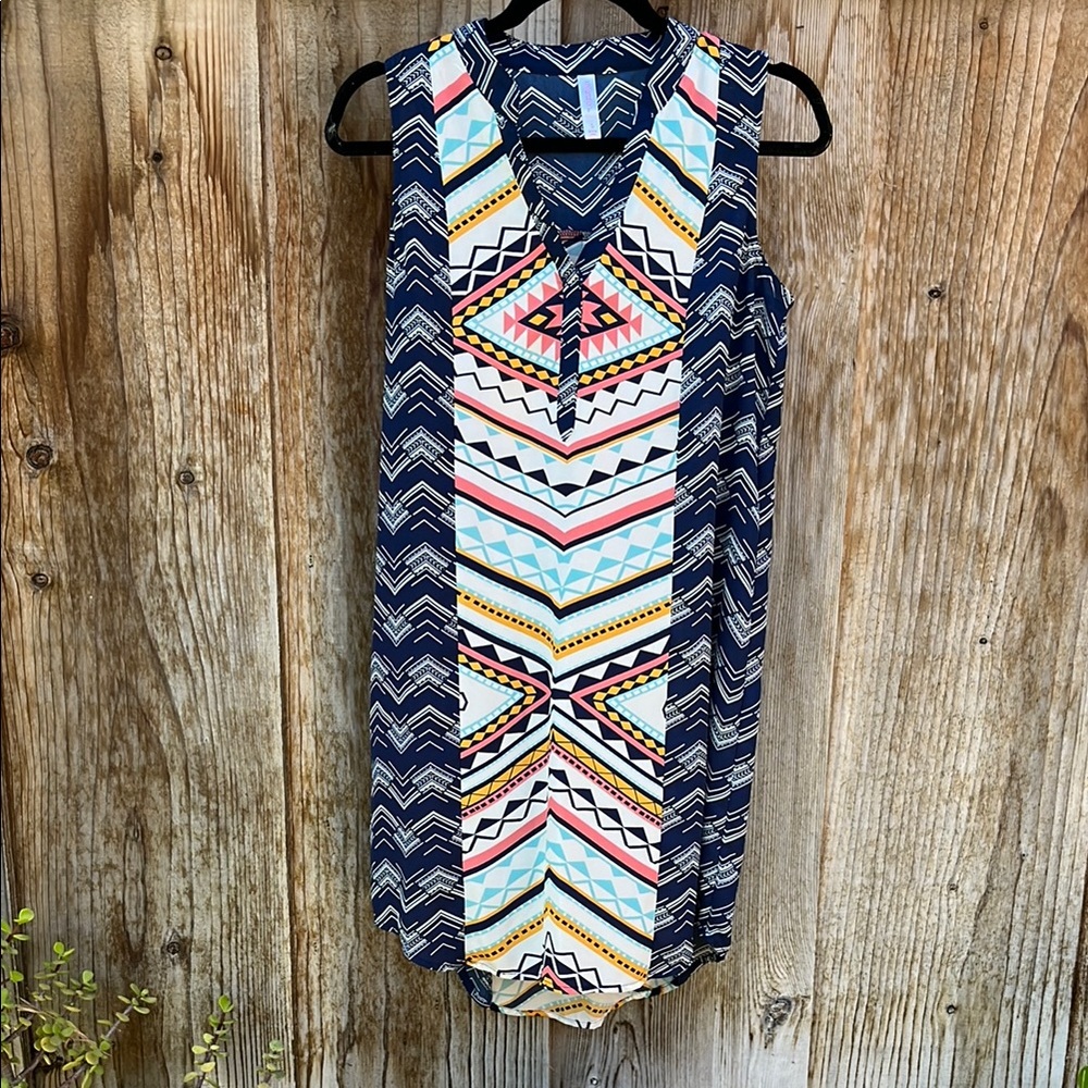 Xhilaration Navy and White Chevron Dress
